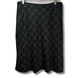 LANDS‎ END WOOL BLEND GRAY PLAID SKIRT SIZE 8P 8 Dark Academia Old Money Preppy